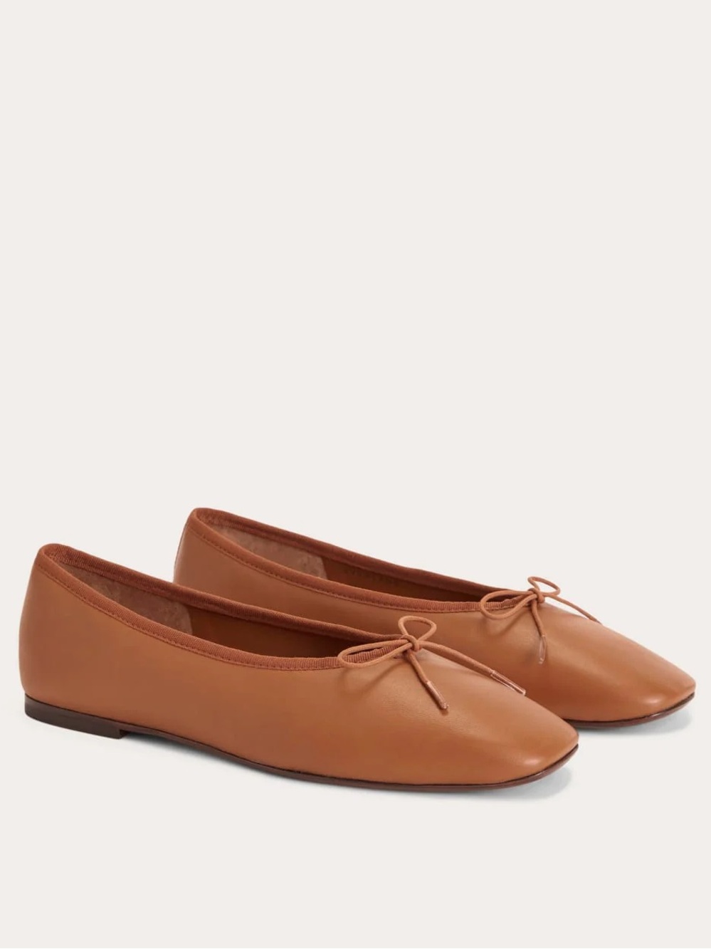 Everlane Day Ballet Flat Tan Toasted Almond Leather Square Toe Size 5 NWOB